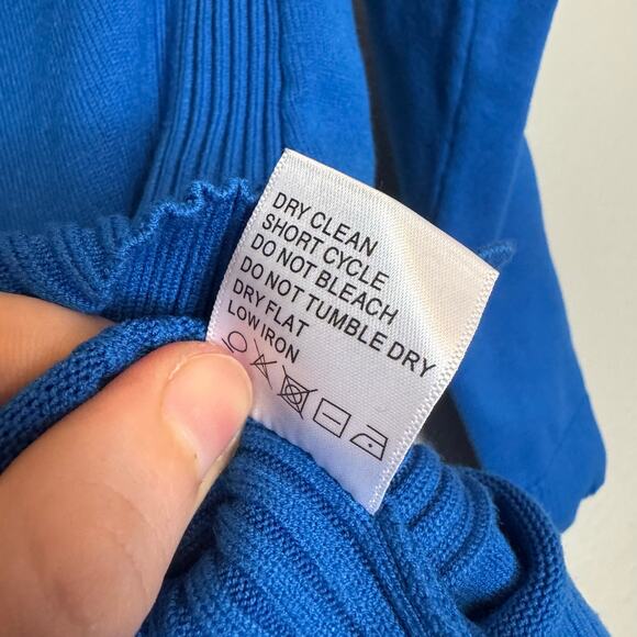 Per Se Cobalt Blue Zip Up Cardigan Sweater - Picture 7 of 8